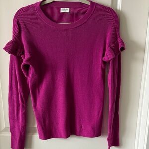 J. Crew Fuchsia Ruffle Sleeve Knit Top